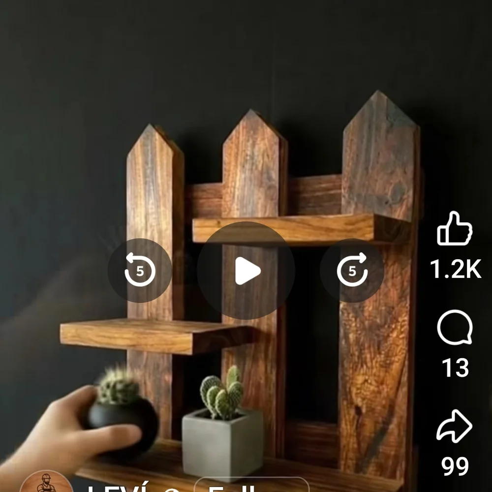 Rustic Brown Wooden Wall Shelf